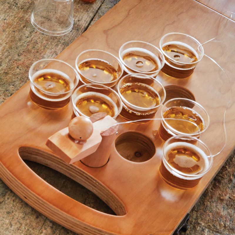 Mini Beer Pong Game Wood