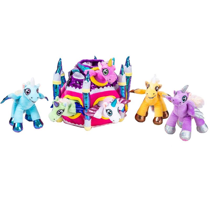 Play-Act Unicorn Castle Plush Toys, 6 Pack