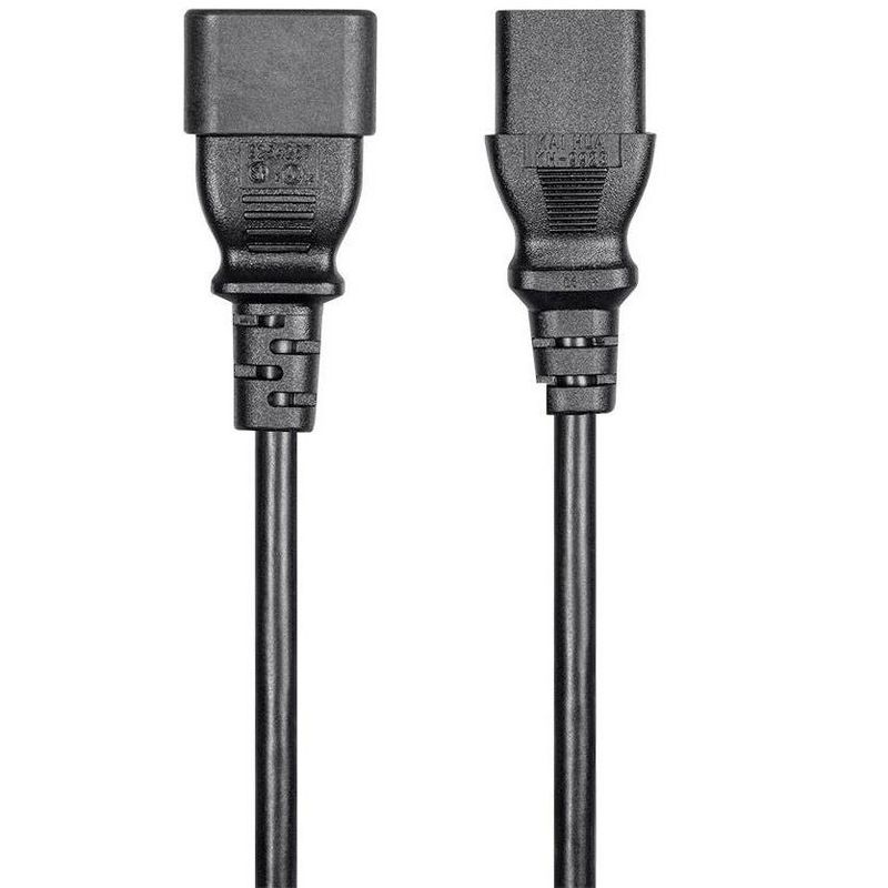 Monoprice Extension Cord - 4 Feet - Black | IEC-320-C14 to IEC-320-C13, 16AWG, 13A, 3-Prong, SVT