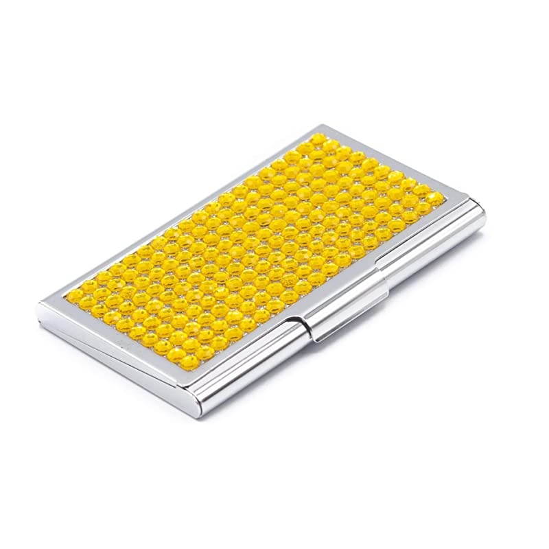 Card Case for Ladies Luxurious Crystal Rhinestone Calling Card Holder for Professional Women SlimFits 15~20 Cards | Impress Your Prospects Clientele with Impeccable Class Demeanor