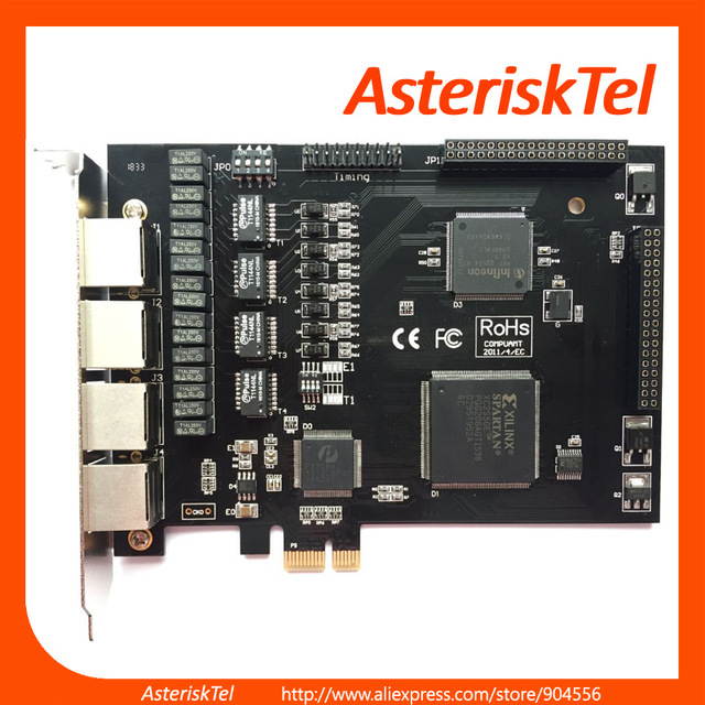 TE420 Asterisk Card 4 Port ISDN SS7 PRI Card,T1 Card E1 Card,PCI-E Connector,For IP PBX VoIP Telephony System PABX Phone Solution,Supports Digium asterisk Sangoma FreePBX Issabel VitalPBX Dahdi