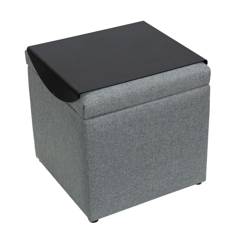 eLuxury Square Storage Ottoman with Removable Tray Top