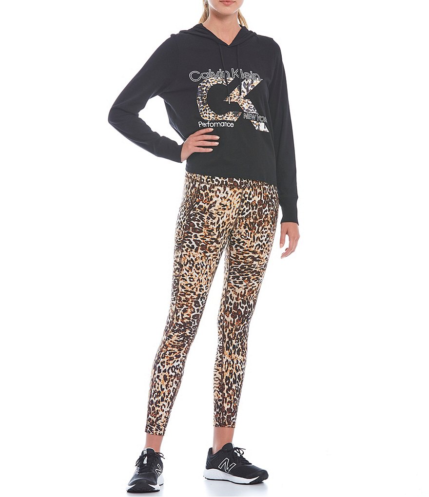 Calvin Klein Performance Print Side Pocket High Waist 7/8 Animal Print Tights