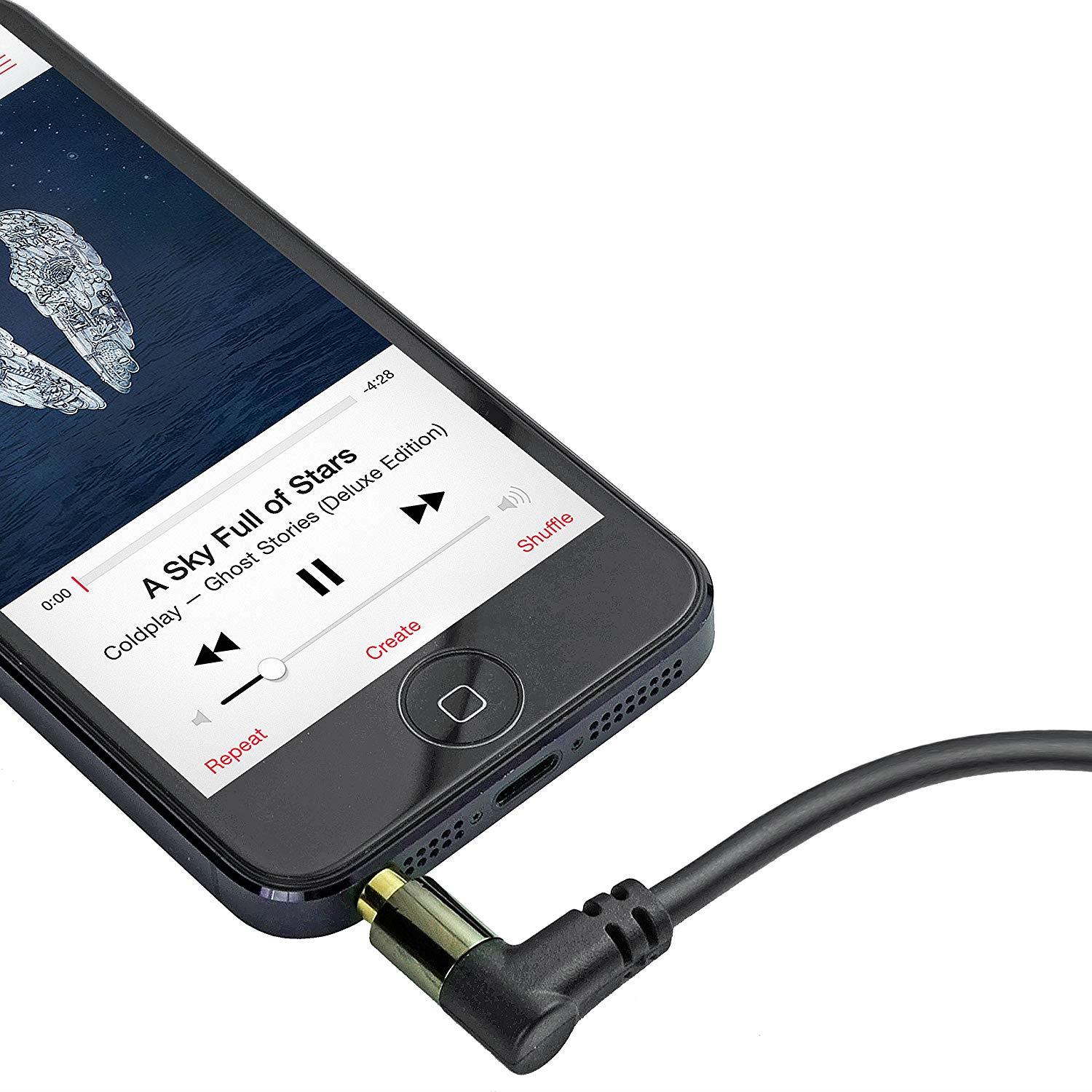 Mediabridge 3.5mm Right Angle Audio Cable (4 Feet) - 90&deg; Connector - Step Down Design for Smartphone Cases (MPC-35RA-4 )