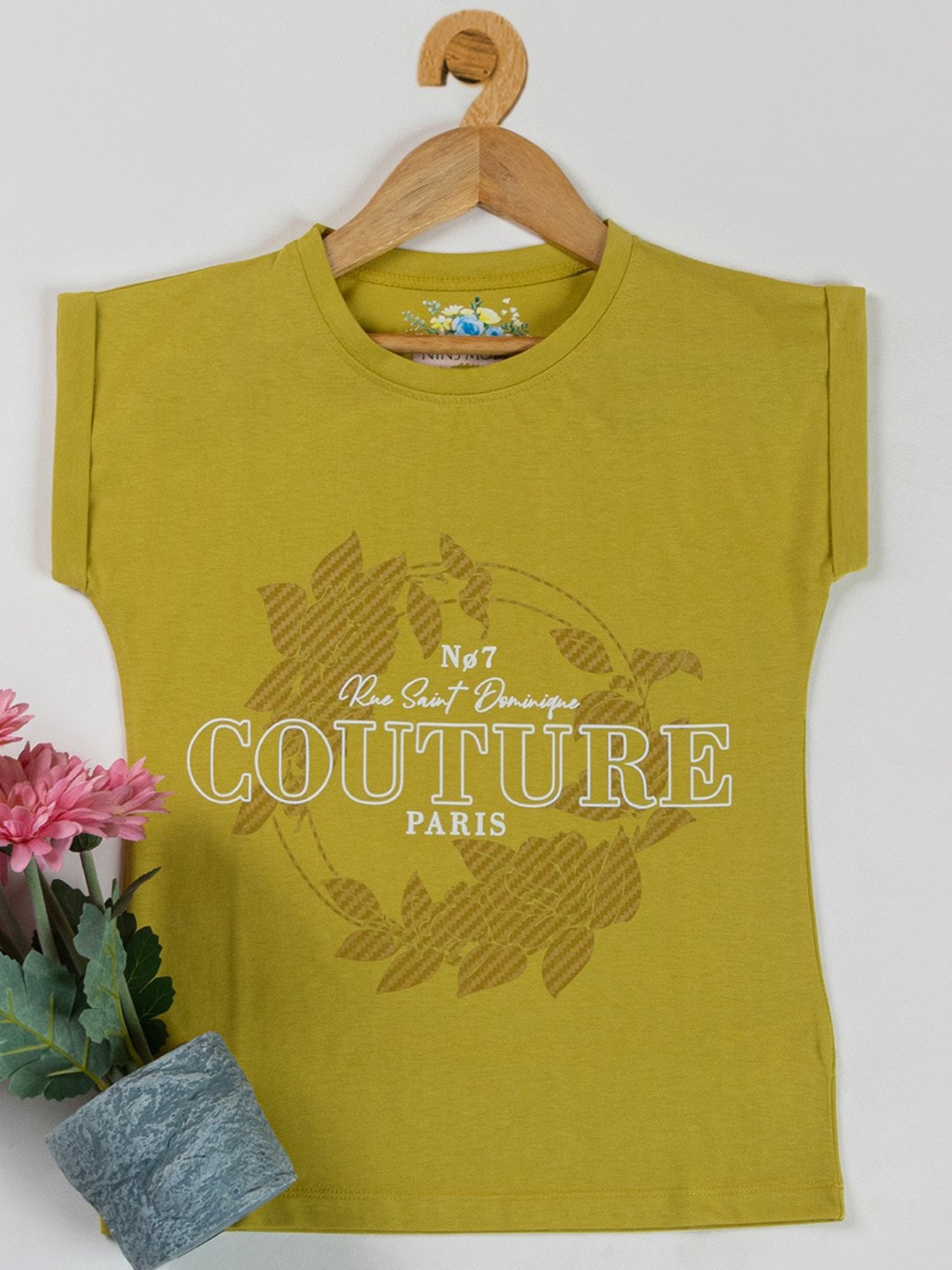 NINS MODA Kids Mustard Printed Top