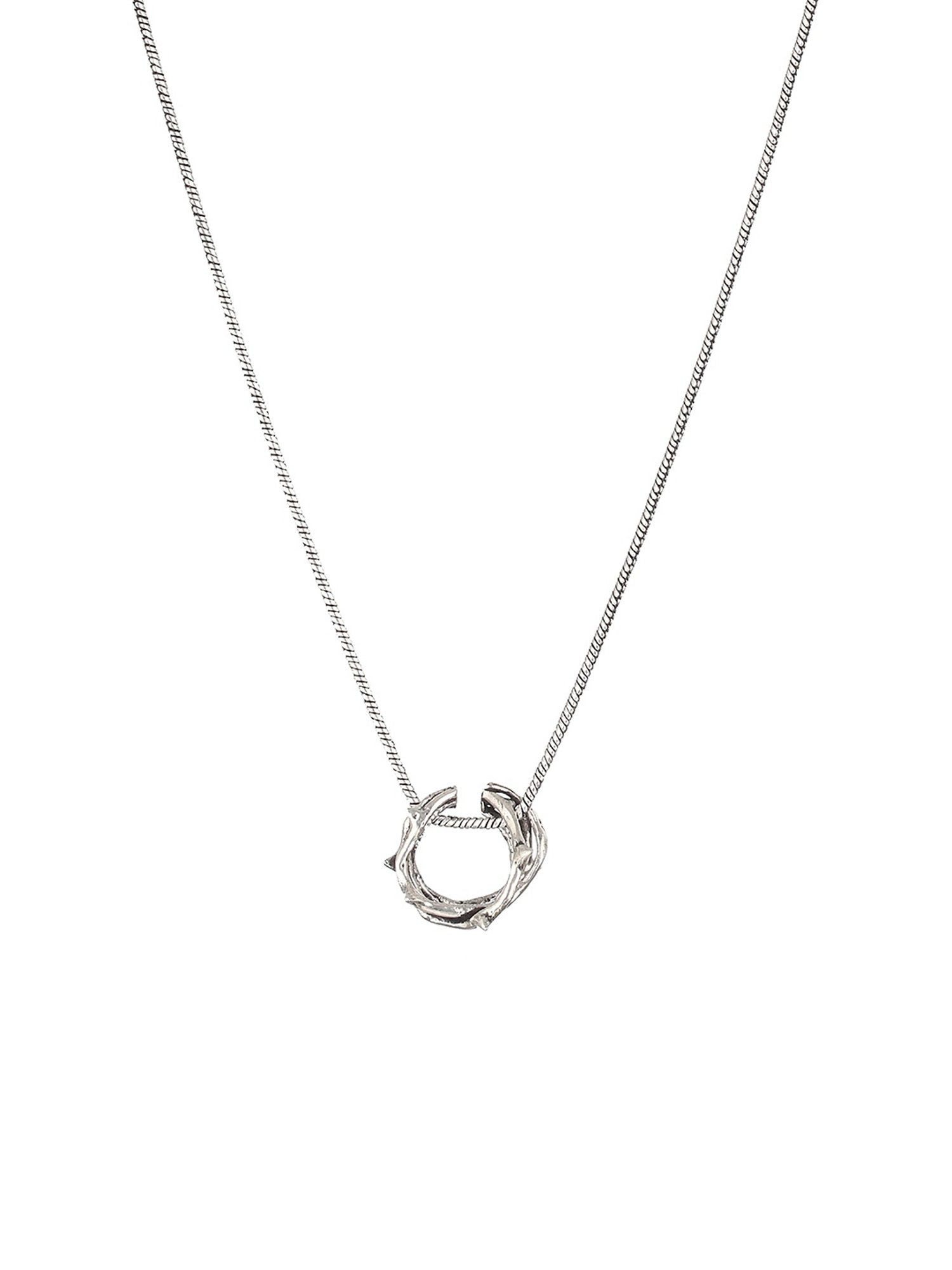 Bold by Priyaasi Thorned Ring Black Casual Pendant With Chain for Men