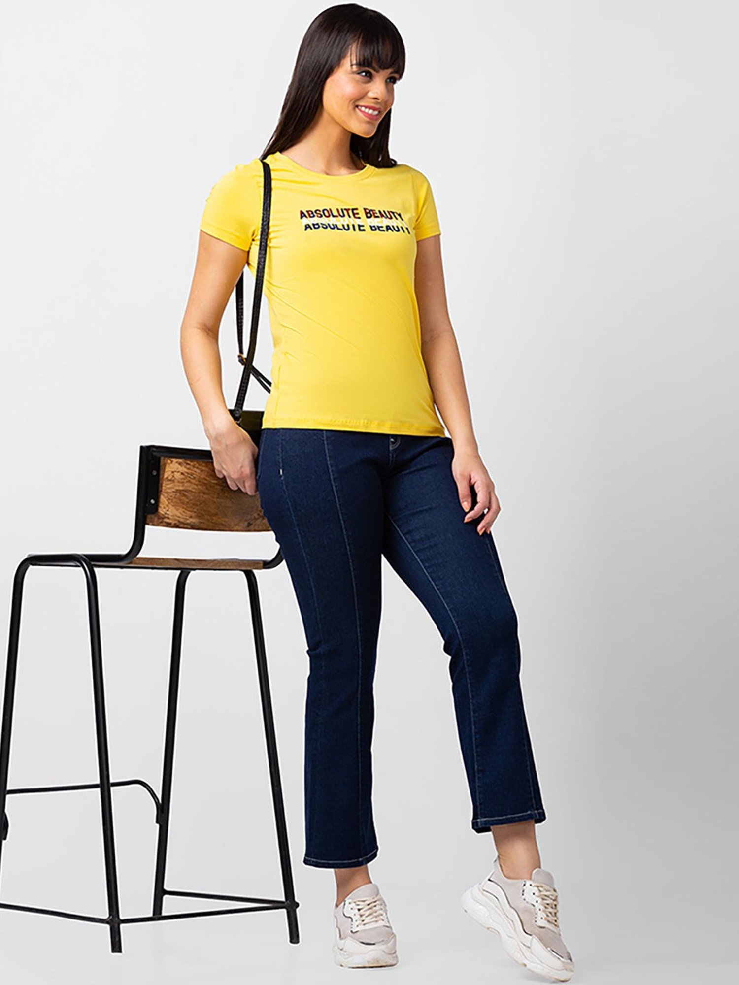 Spykar Yellow Printed T-Shirt