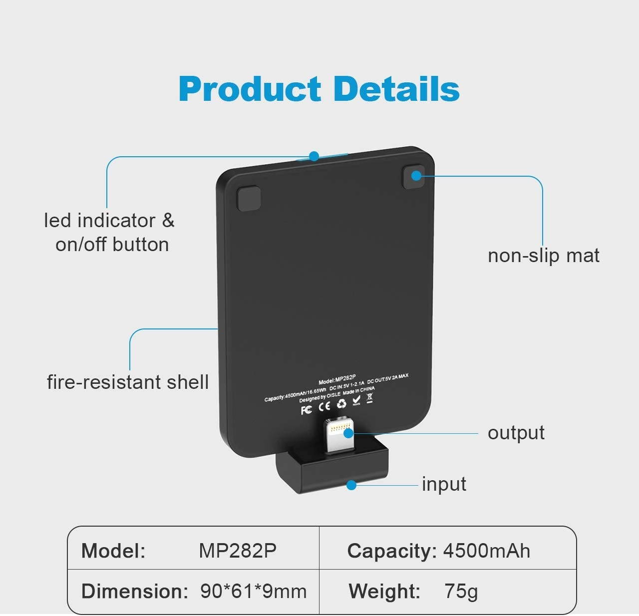 OISLE Mini Power Bank Powercore 4500mAh Portable Charger Portable Battery Charger Case for iPhone 12/12 mini/12pro/12pro Max 11/11 pro (max)8/8+X7/7+6/6+/6s5/5s-Black