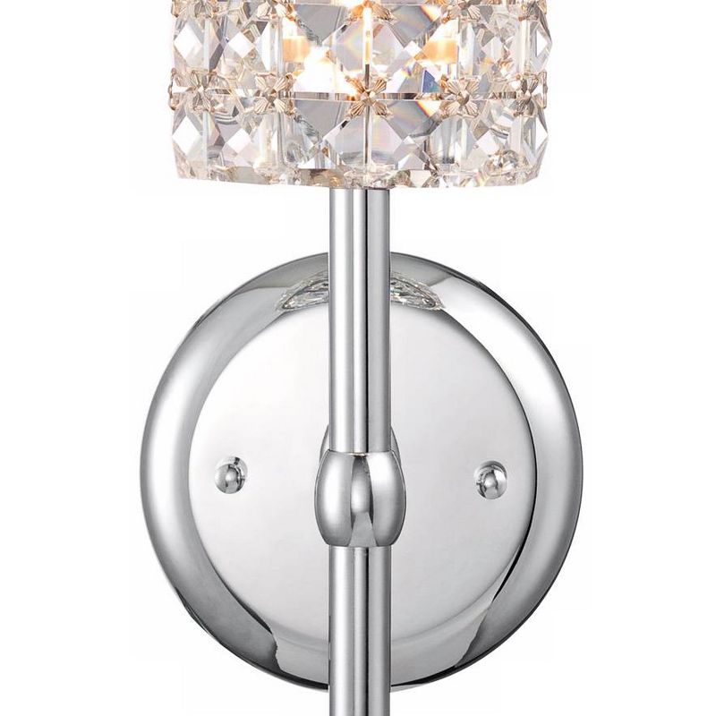Vienna Full Spectrum Modern Wall Light Sconce Chrome Hardwired 16" High Fixture Clear Crystal Cylinder Bedroom Bathroom Hallway