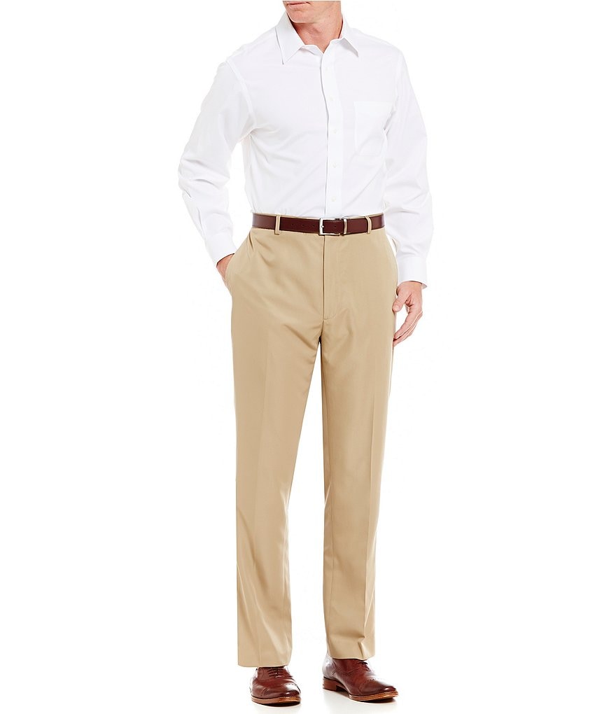 Gold Label Roundtree & Yorke Solid Non-Iron Fitted Point-Collar Dress Shirt with French Cuffs