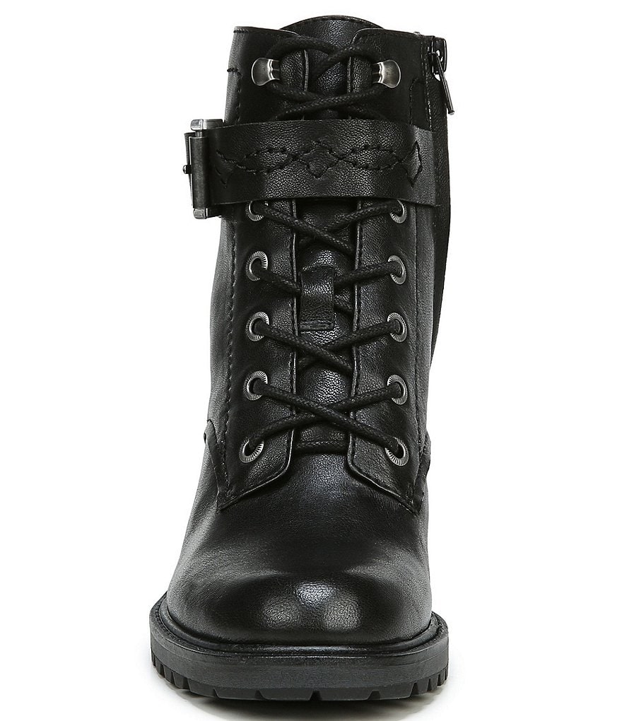 Zodiac Gemma Leather Buckle Strap Detail Lug Sole Block Heel Combat Booties