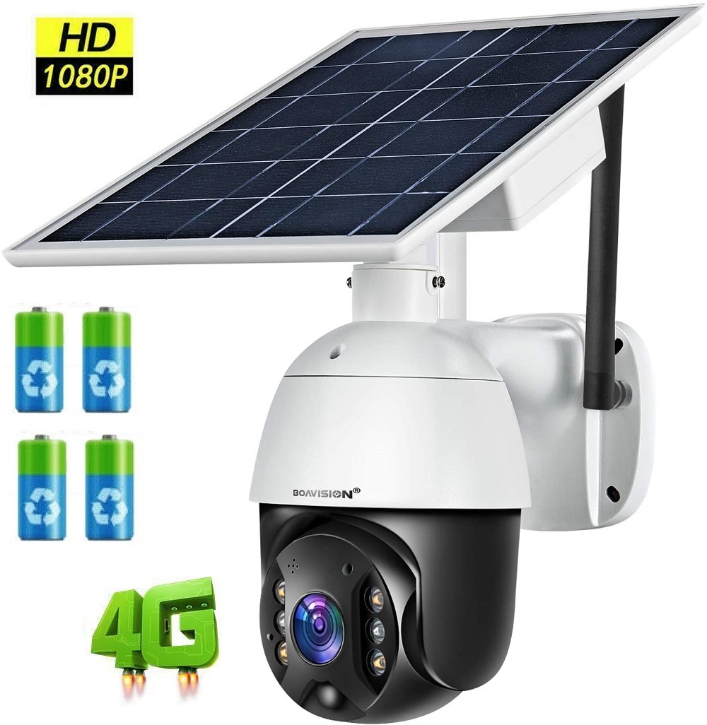 4G Outdoor PTZ Security Camera with Solar Panel 1080P Waterproof Wireless IP Dome Cam Pan/Title Camera Night Vision PIR Motion Detection Two-Way Audio Cloud/SD Card Storage