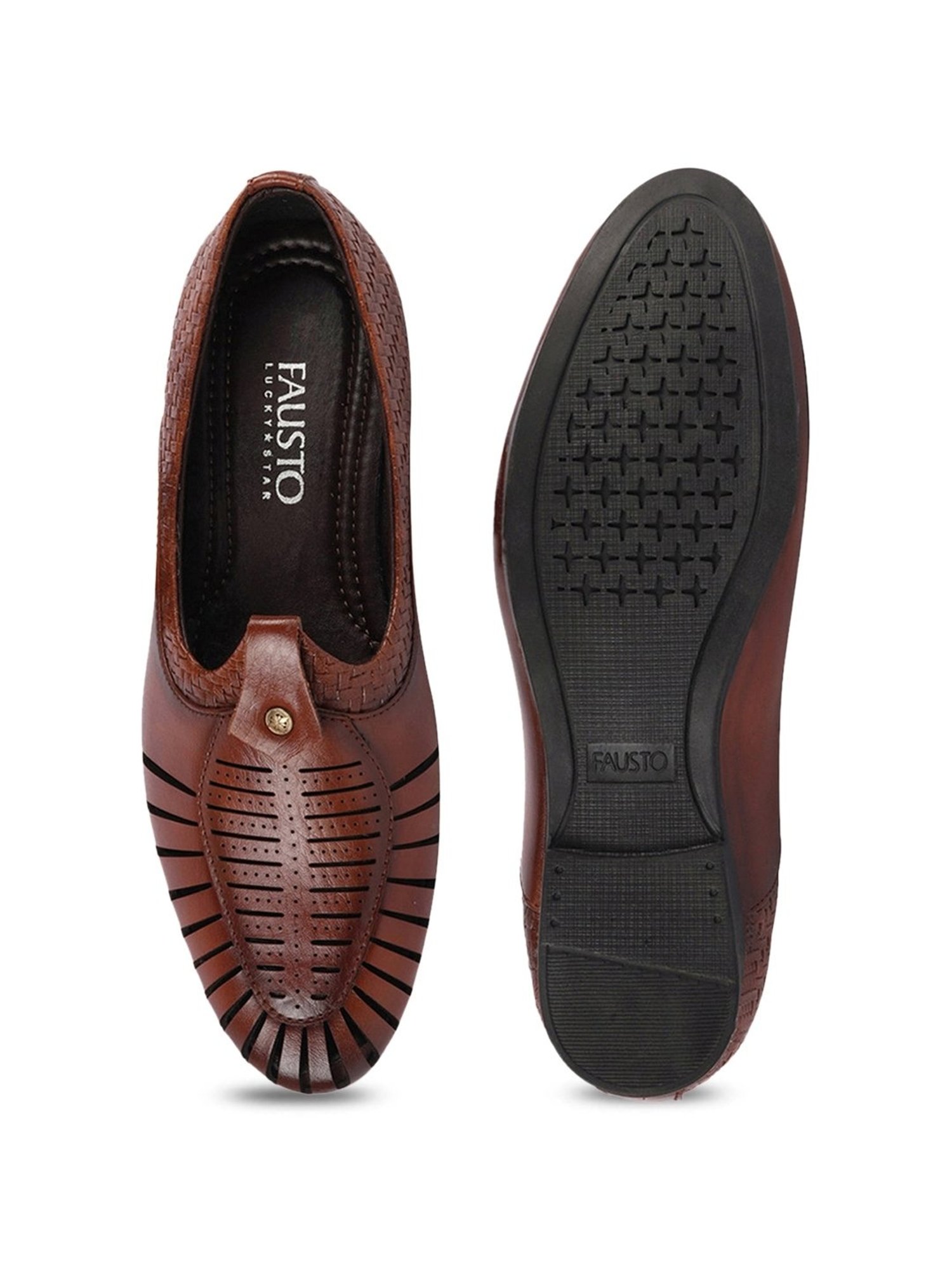 Fausto Men's Tan Ethnic Juttis