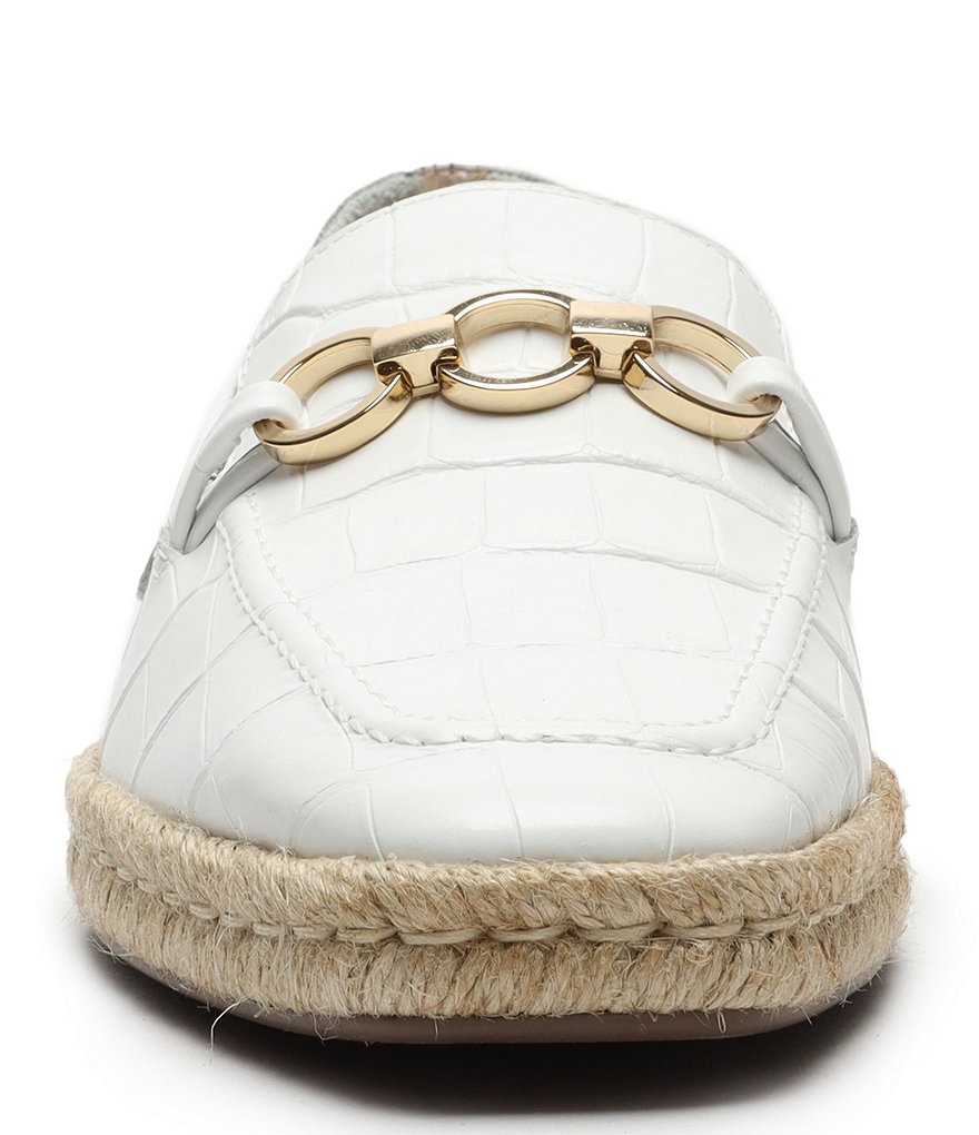 Schutz Patty Croco Embossed Leather Chain Detail Espadrille Loafers