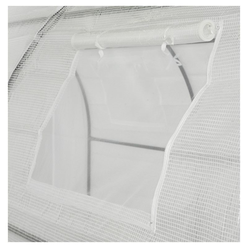 Two Door Walk - In Tunnel Greenhouse With Ventilation Windows And Steel Frame &ndash; 15' X 6' X 6' - White - Ogrow