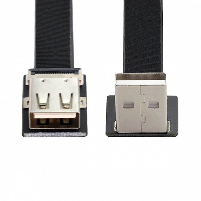 Jimier 2.0M Up Angled USB 2.0 Type-A Male to Female Extension Data Flat Slim FPC Cable for FPV & Disk & Scanner & Printer