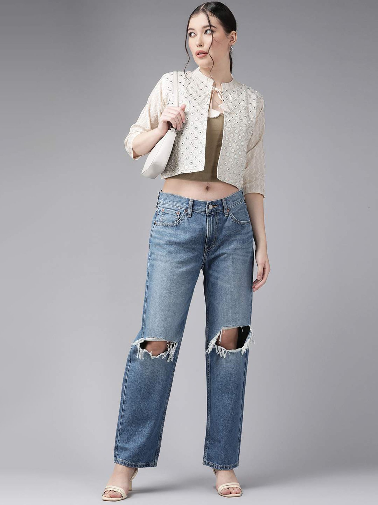 Mafadeny Black Striped Shrug