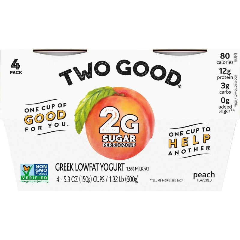 Two Good Peach Greek Yogurt - 5.3oz/4pk