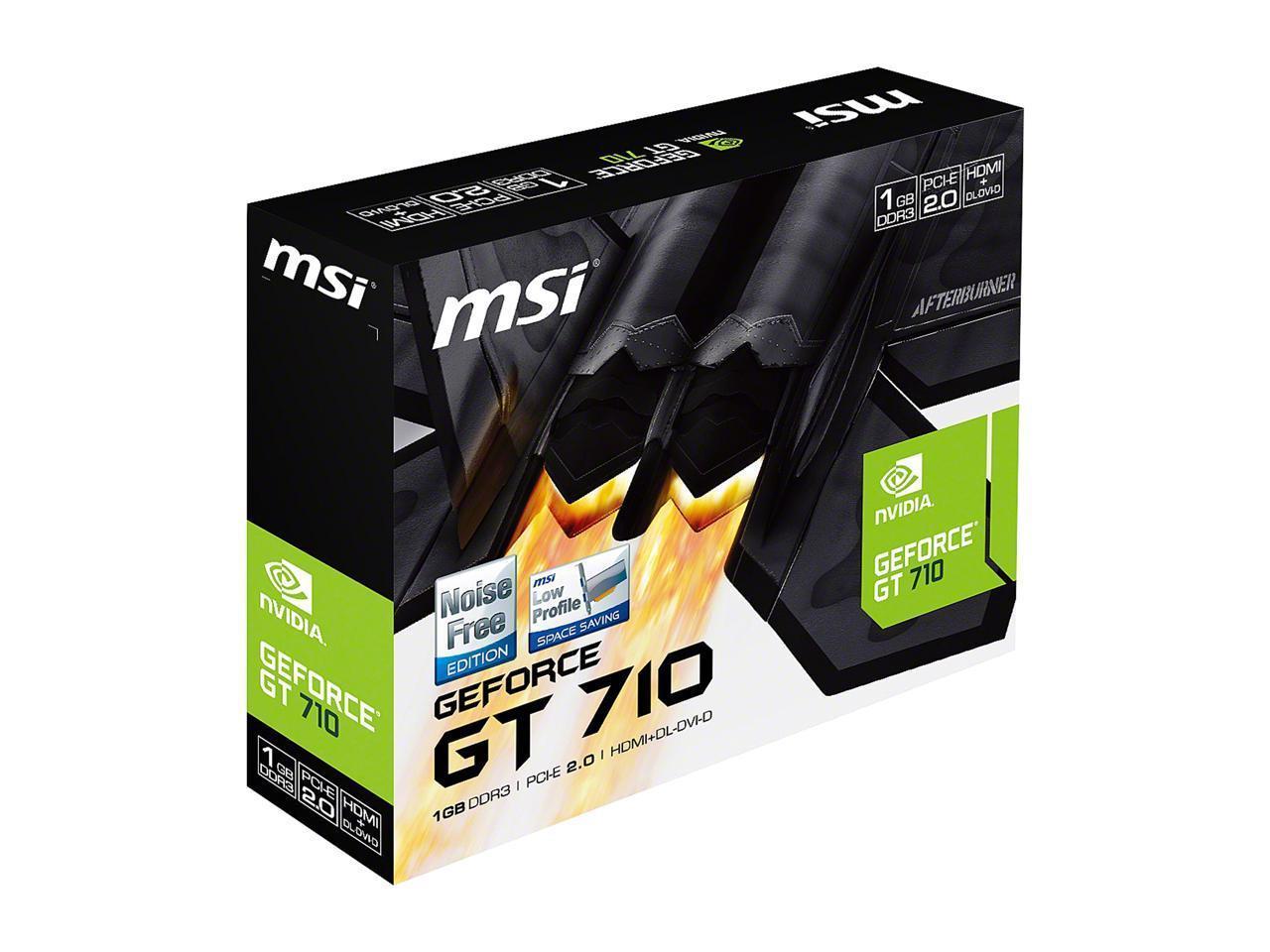 MSI GeForce GT 710 DirectX 12 GT 710 1GD3H LP 1GB 64-Bit DDR3 PCI Express 2.0 x16 HDCP Ready Low Profile Video Card