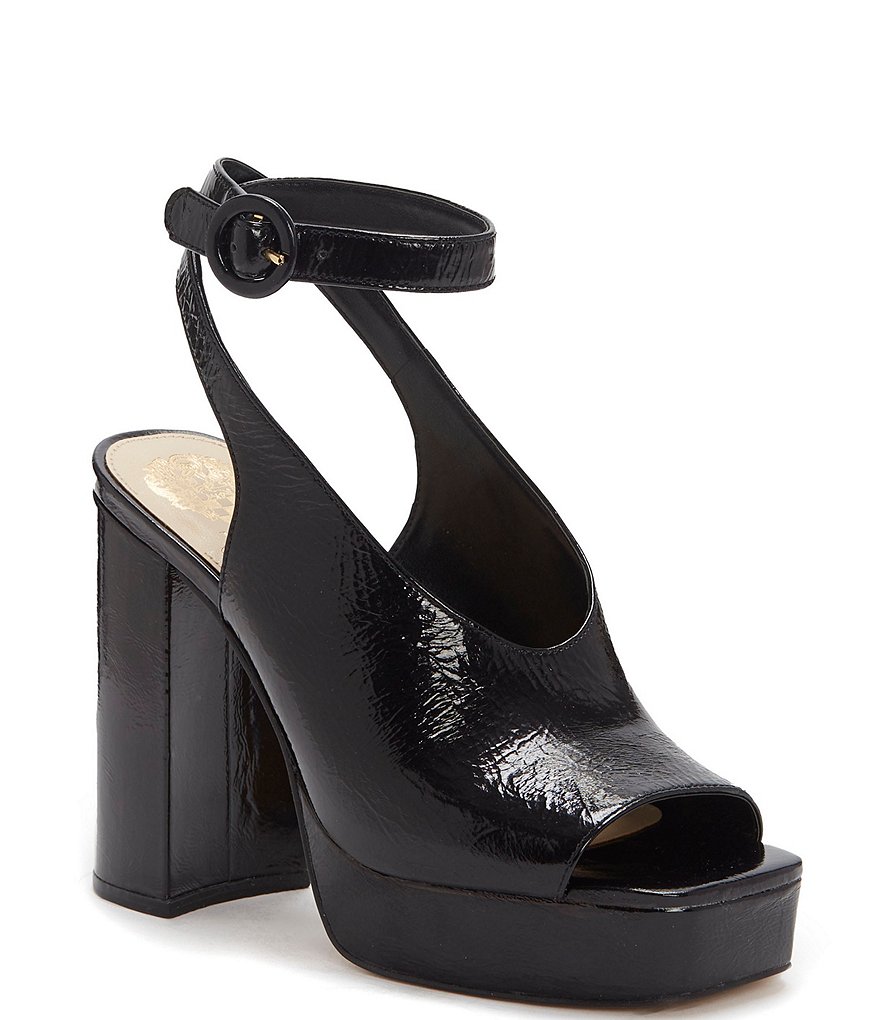 Vince Camuto Somerson Crinkle Patent Leather Platform Ankle Strap Sandals