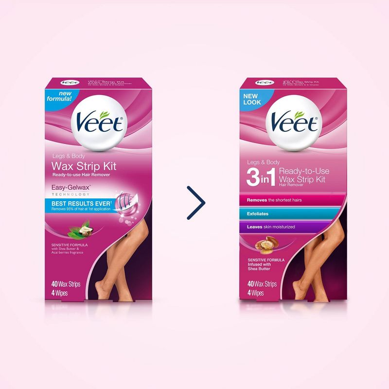 Veet Ready-To-Use Wax Strips and Wipes - 40ct