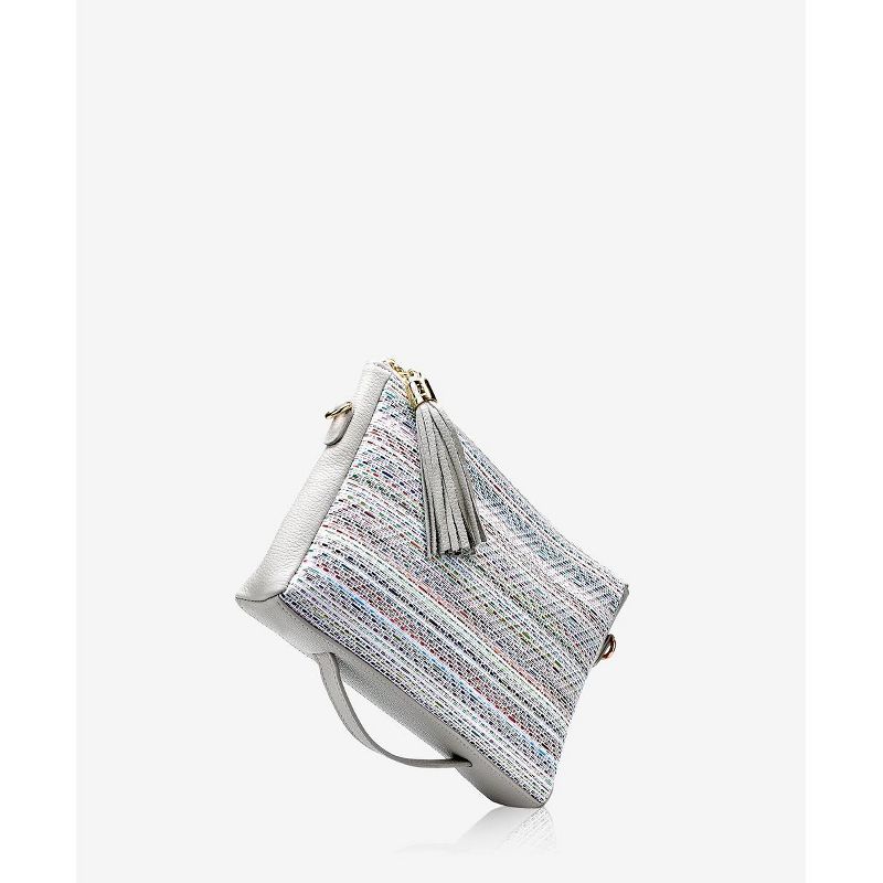 VR NYC Magnetic Strap Closure Mosaic Design Denim Laser Cut Crossbody Bag - Blue