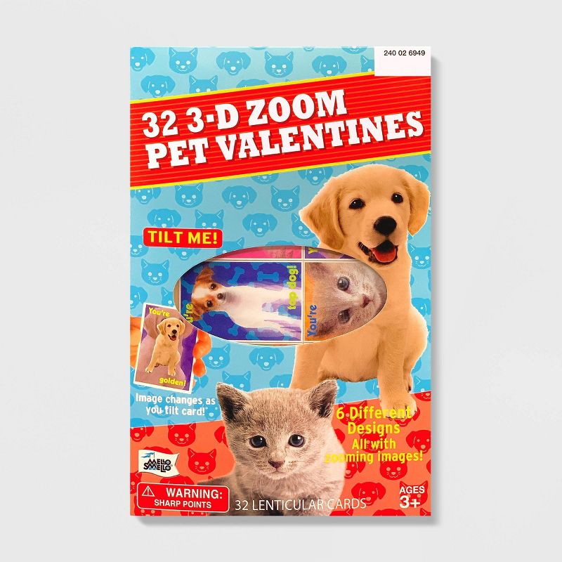 32ct 3D Zoom Pets Valentines With Zoom Cards - Mello Smello