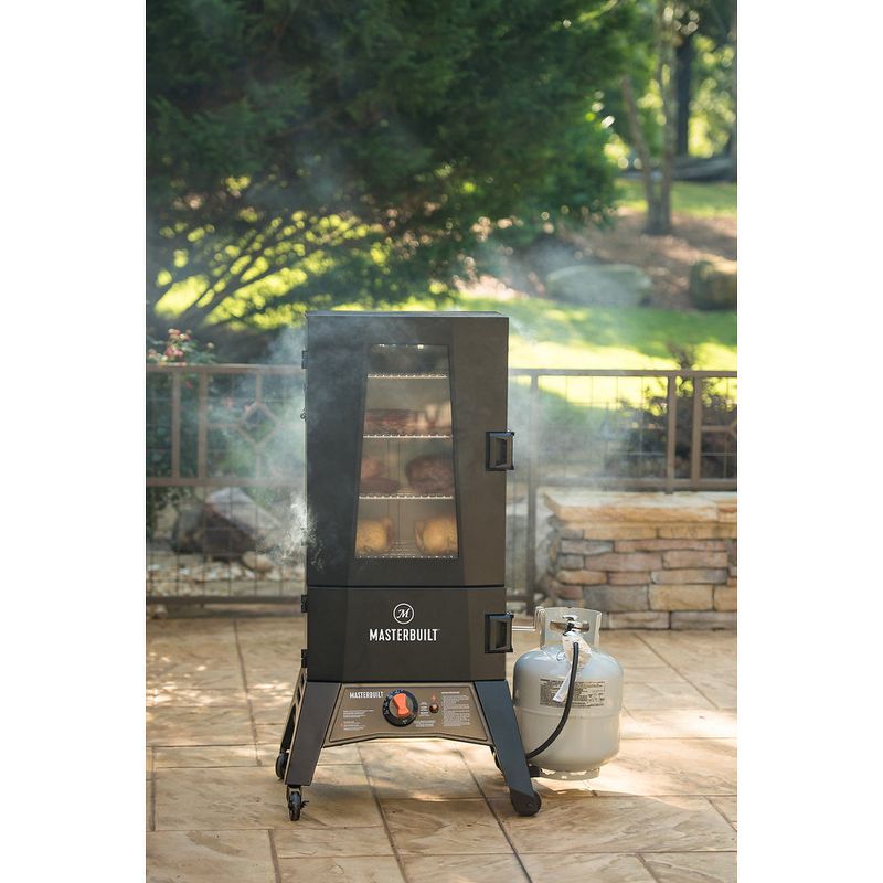 Masterbuilt MB20050716 Thermotech Vertical Propane Smoker with Viewing Window and 4 Racks, 30 Inch, MPS 330g, Black