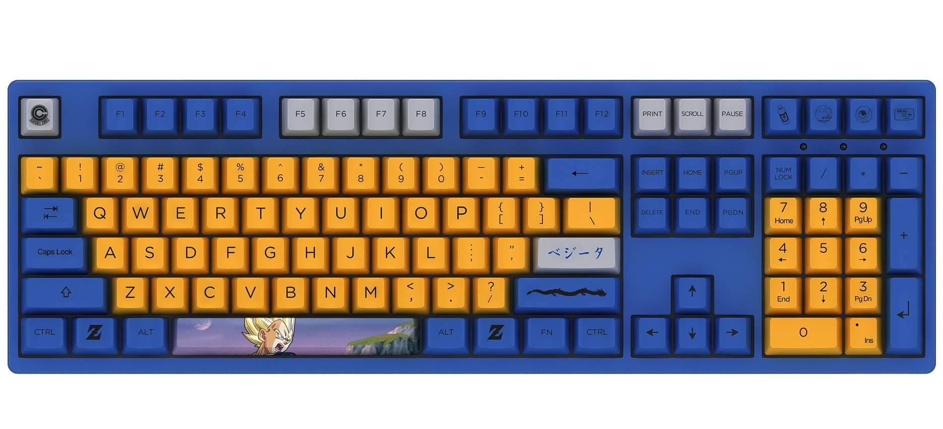 Akko 3108V2 Dragon Ball Z Frieza Full Size Gaming Mechanical Keyboard Double Shot Dye Sub PBT Keycaps NKRO Detachable USB Type-C Wired White and Purple
