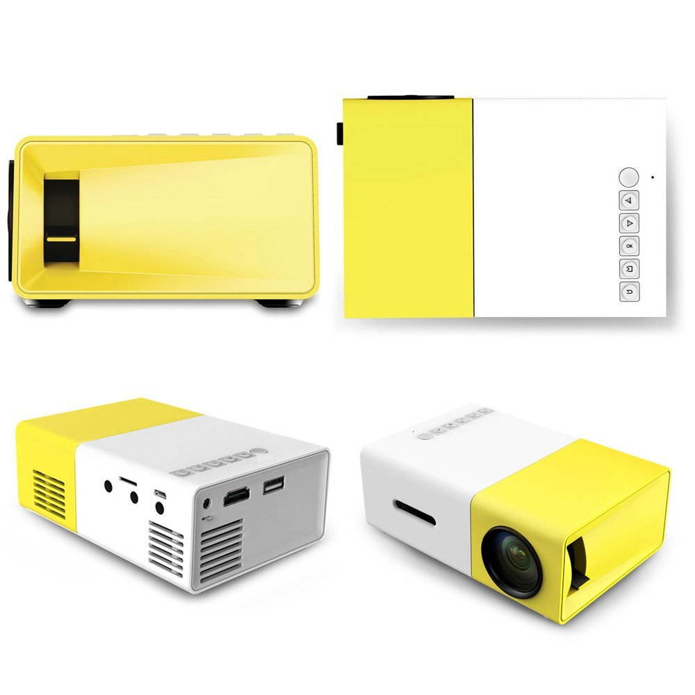 Blueskysea Protable YG300 Mini LED Projector 400-600LM Audio 320x240P HDMI USB AV SD Input Home Media Player