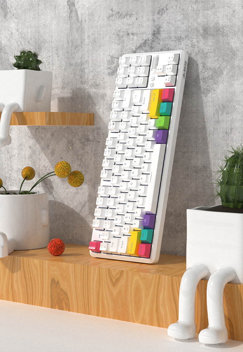 A-jazz  K870T Wired and Bluetooth Wireless Dual-mode Connectivity RGB Backlit TKL Mechanical Keyboard