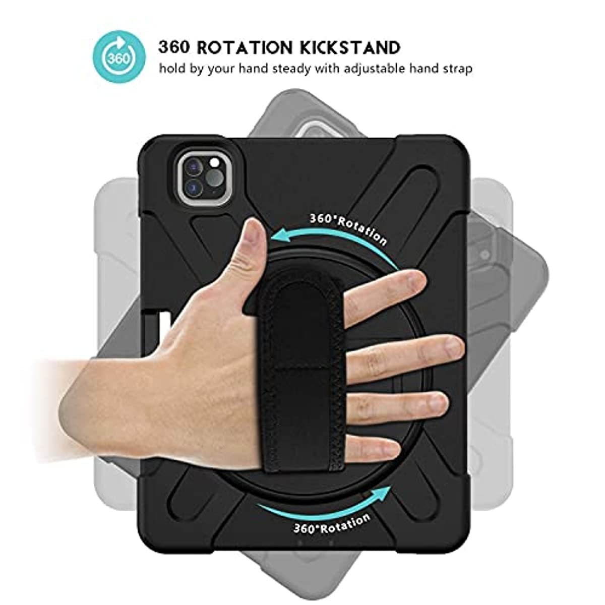 ProCase Black iPad Pro 11 Rugged Heavy Duty Case 2nd Gen 2020 / 1st Gen 2018 Bundle with [4 Pack] Screen Cleaning Pad Cloth Wipes