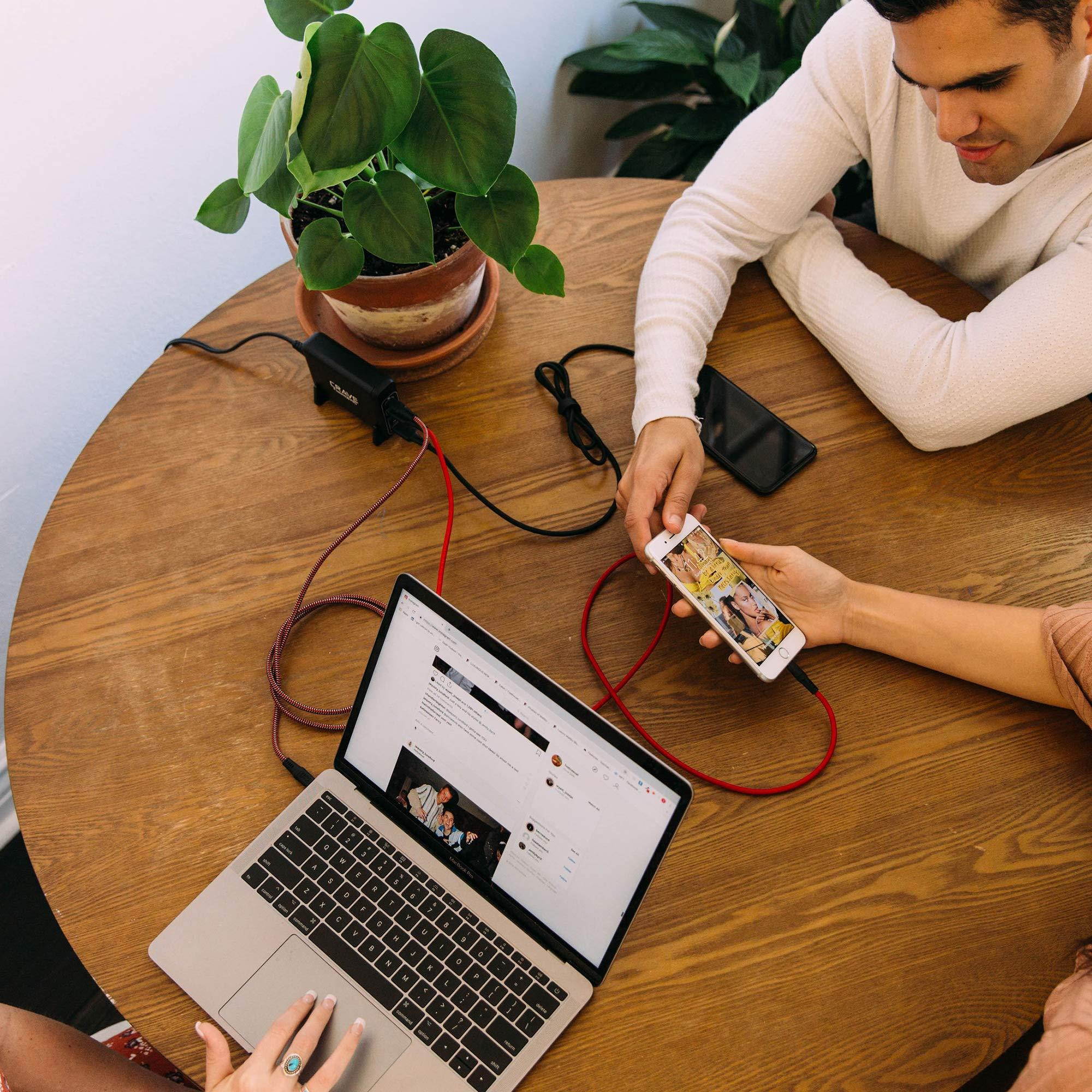 75W 4-port Desktop Charger, Crave PowerHUB PRO [60W PD + Quick Charge QC3.0] Multi-Port Charger Hub with Fast IC Technology for MacBook with Thunderbolt 3 port, laptops, iPhone, iPad, Samsung and more