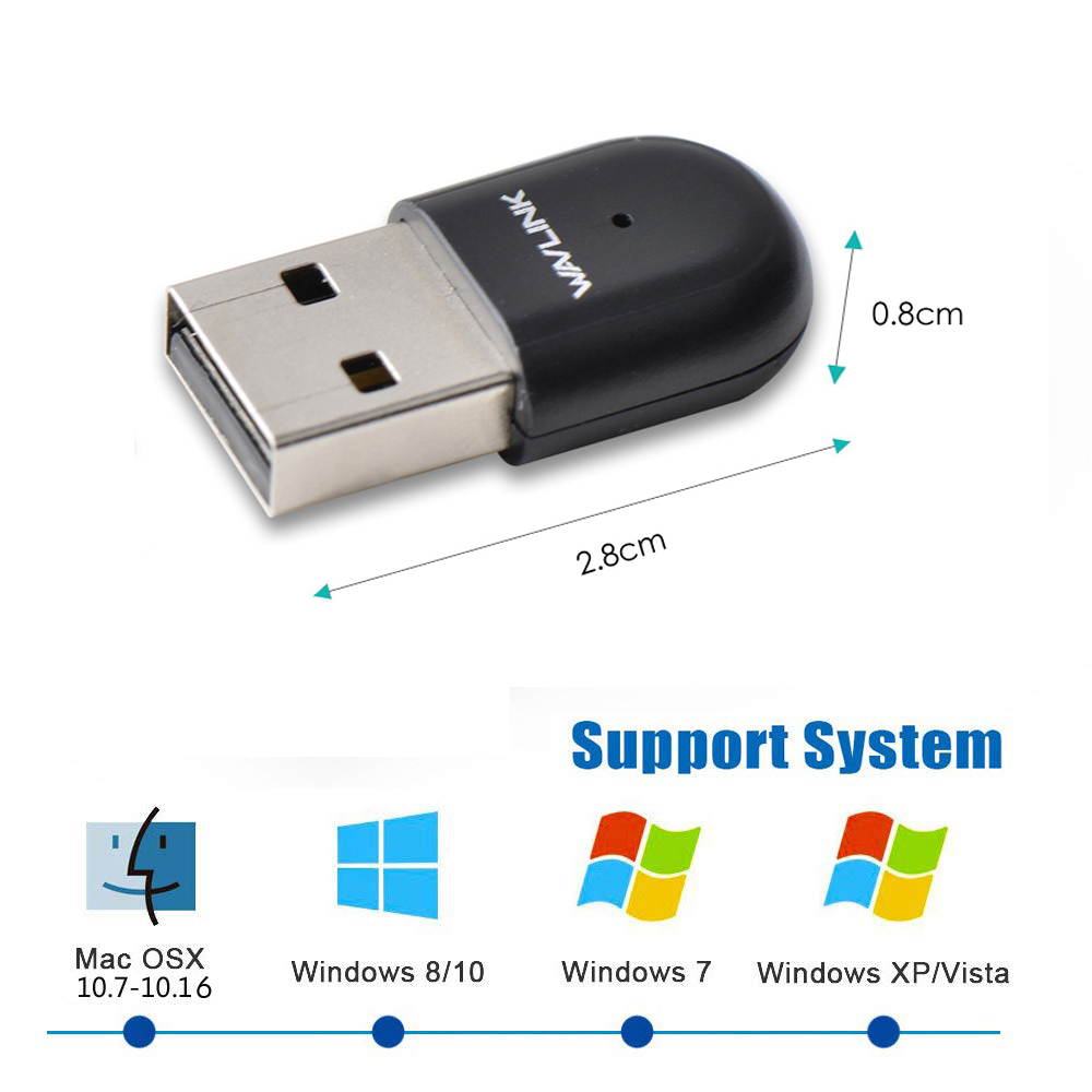 Wavlink AC600 USB Wifi Adapter, 600Mbps Dual Band Wireless Adapter, 802.11ac, High Gain 3dbi Antenna Network Adapter, 2.4G/150Mbps + 5G/433Mbps For PC, Windows XP/Vista/7/8/8.1/10 (32/64bits) MAC OS