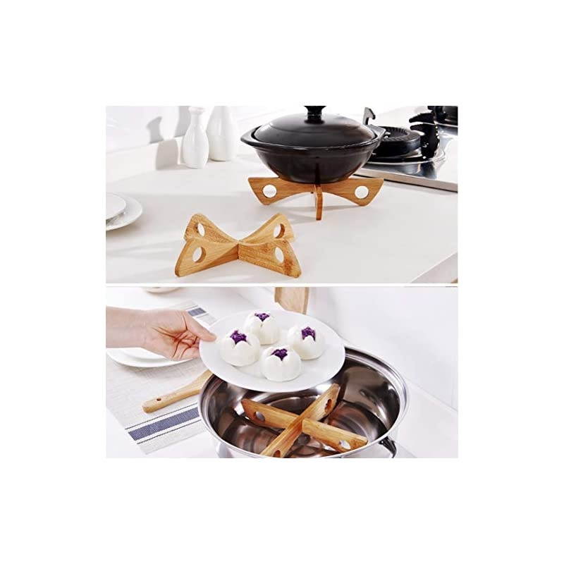 Lid and Spoon Rest.Folding Bamboo Pot lids Holder.Simple Bamboo Lid Rack.Spoon Rest Shelf Foldable (Lid and Spoon Rest-2pack)