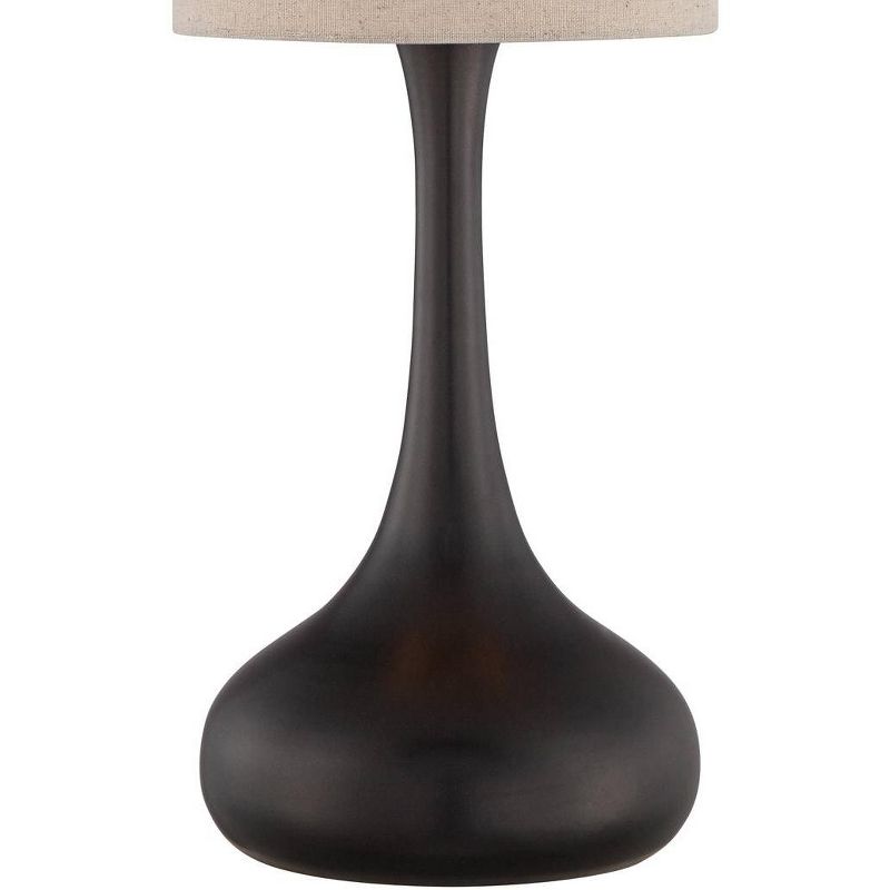 360 Lighting Modern Table Lamp Espresso Bronze Metal Droplet Linen Cylinder Shade for Living Room Family Bedroom Bedside Office