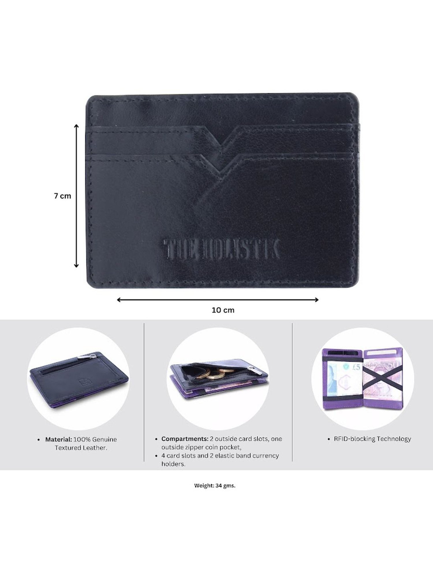 THE HOLISTIK Hide & Seek Black Casual Leather Bi-Fold Wallet for Men