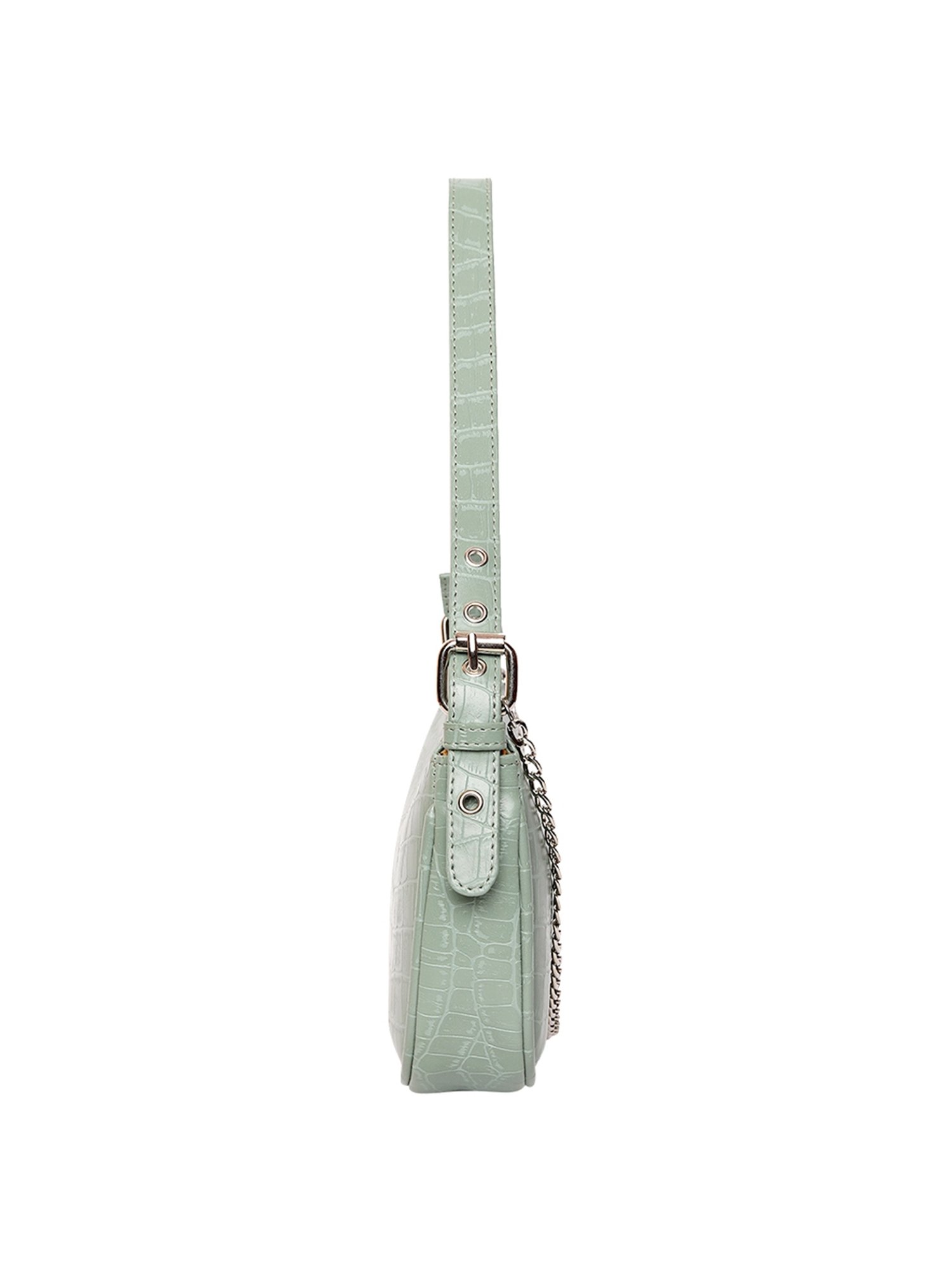 Lino Perros Green Textured Medium Shoulder Handbag