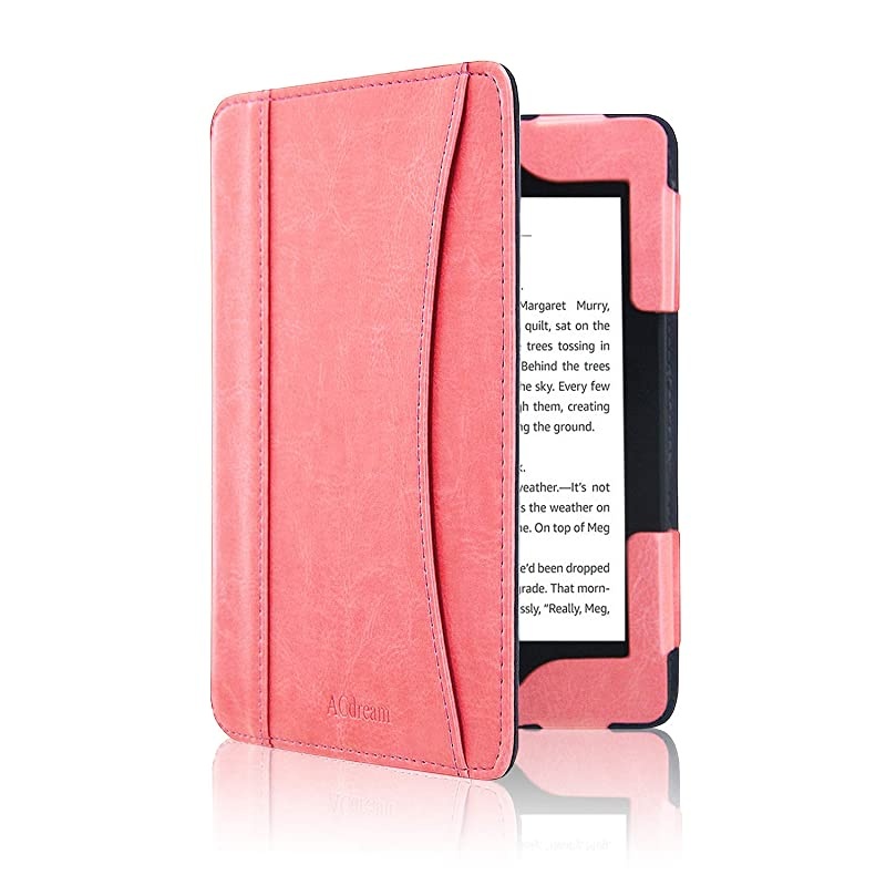 Case Fits All-New Kindle 10th Generation 2019 and 8th Gen 2016 ONLY (NOT FIT Kindle Paperwhite/Kindle Oasis), Folio Smart Leather Cover with Auto Wake Sleep & Front Pocket, Light Pink