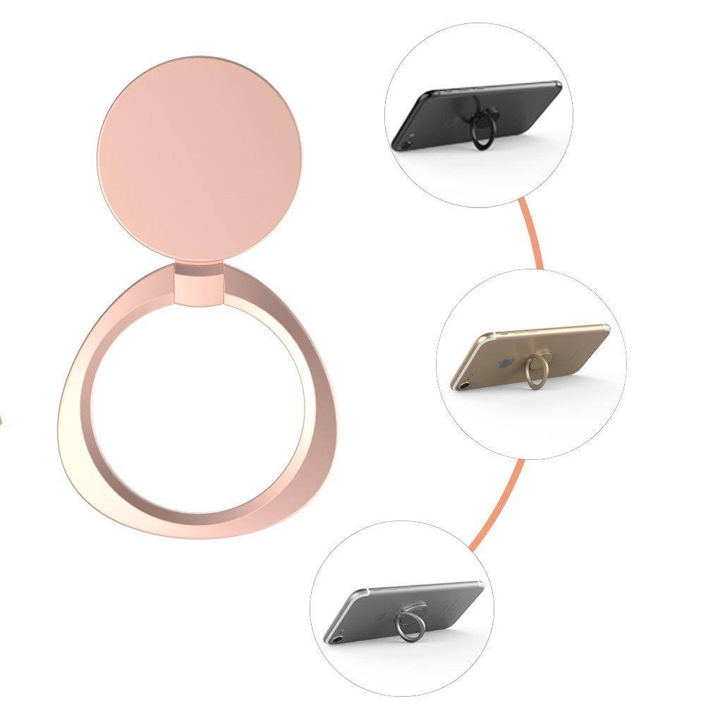 EIGIIS Ultra-Thin Cell Phone Finger Ring Stand 360 Degree Rotation 180 Degree Flip With 3m AdhesiveFor Smart Mobilephone Tablet (Rose Gold)