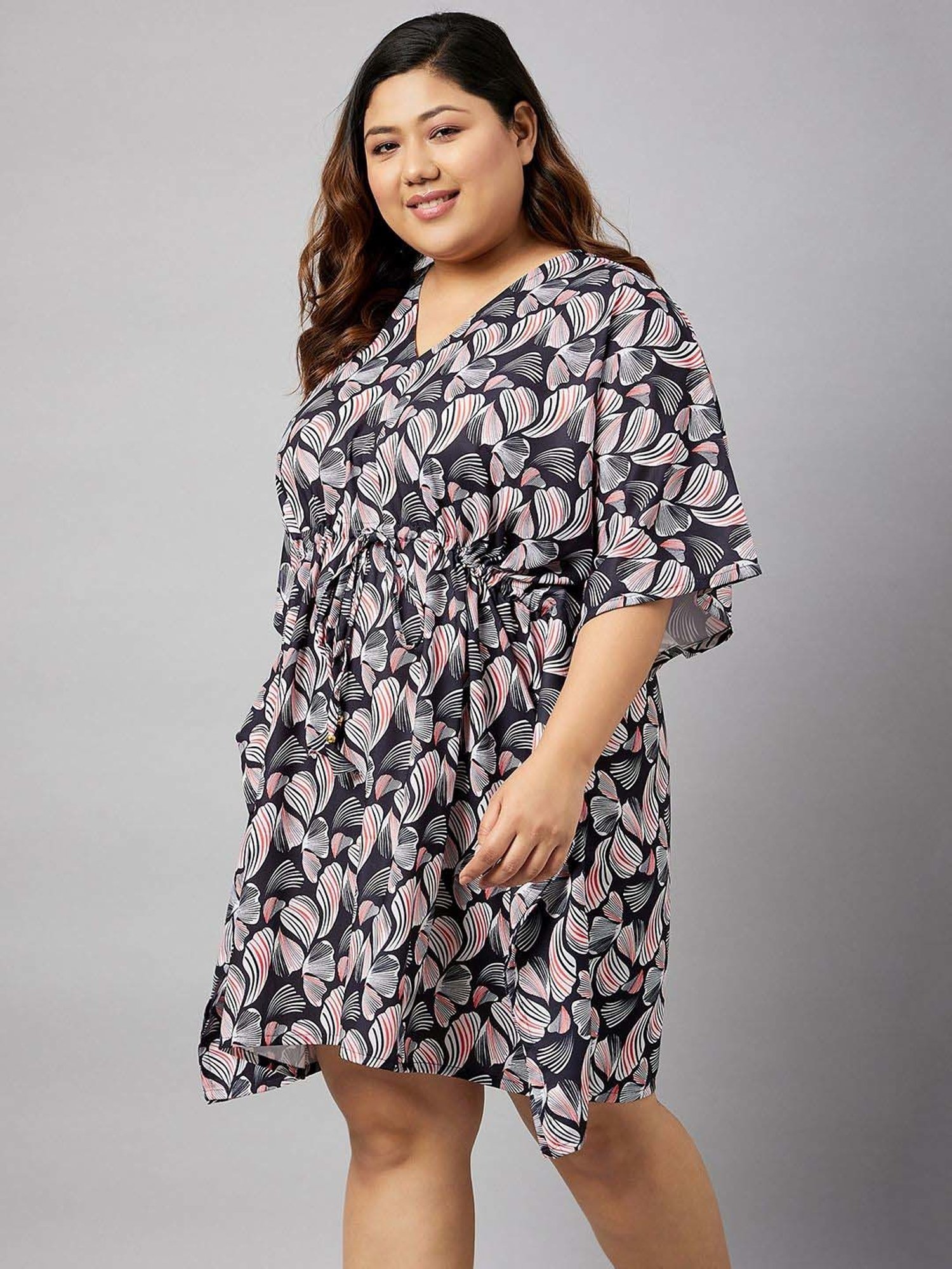 Secrets By ZeroKaata Black Printed Kaftan