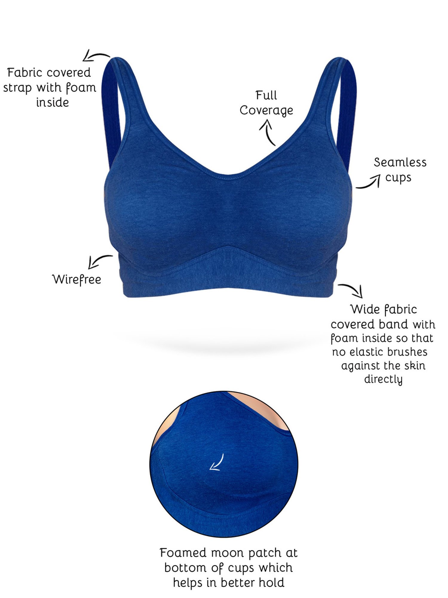 Inner Sense Blue Full Coverage Bra - Pack of 3