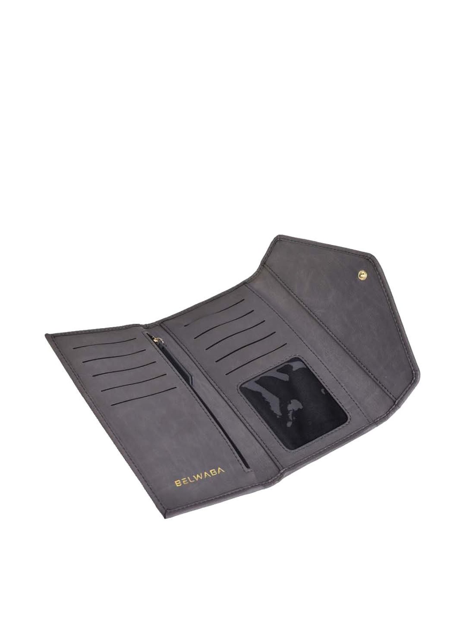 BELWABA Grey Color Block Tri-Fold Wallet for Women