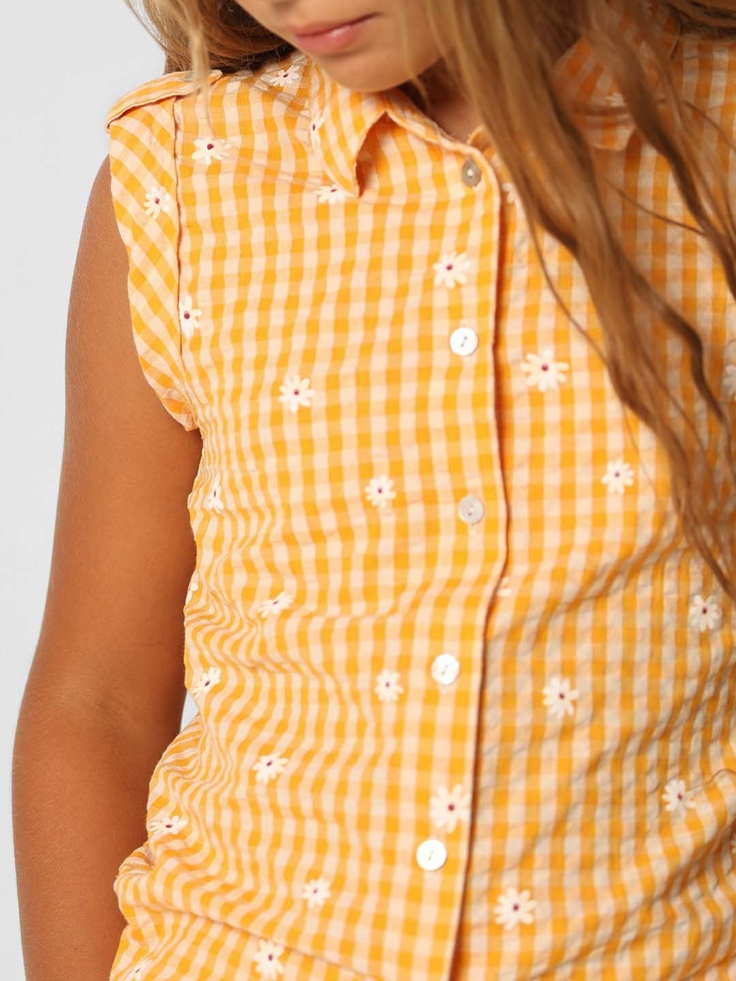 VERO MODA GIRL Orange Cotton Floral Print Shirt