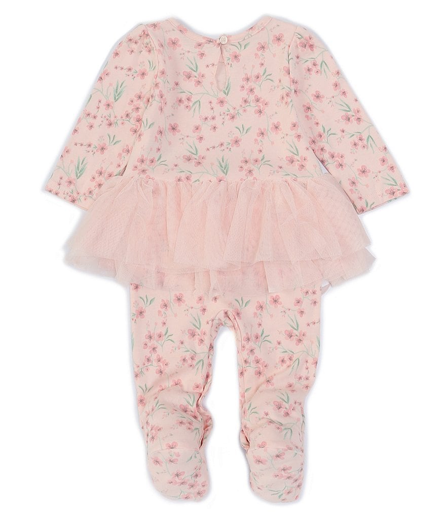 Baby Starters Baby Girls 3-9 Months Long Sleeve Floral Ruffled Footed Coverall