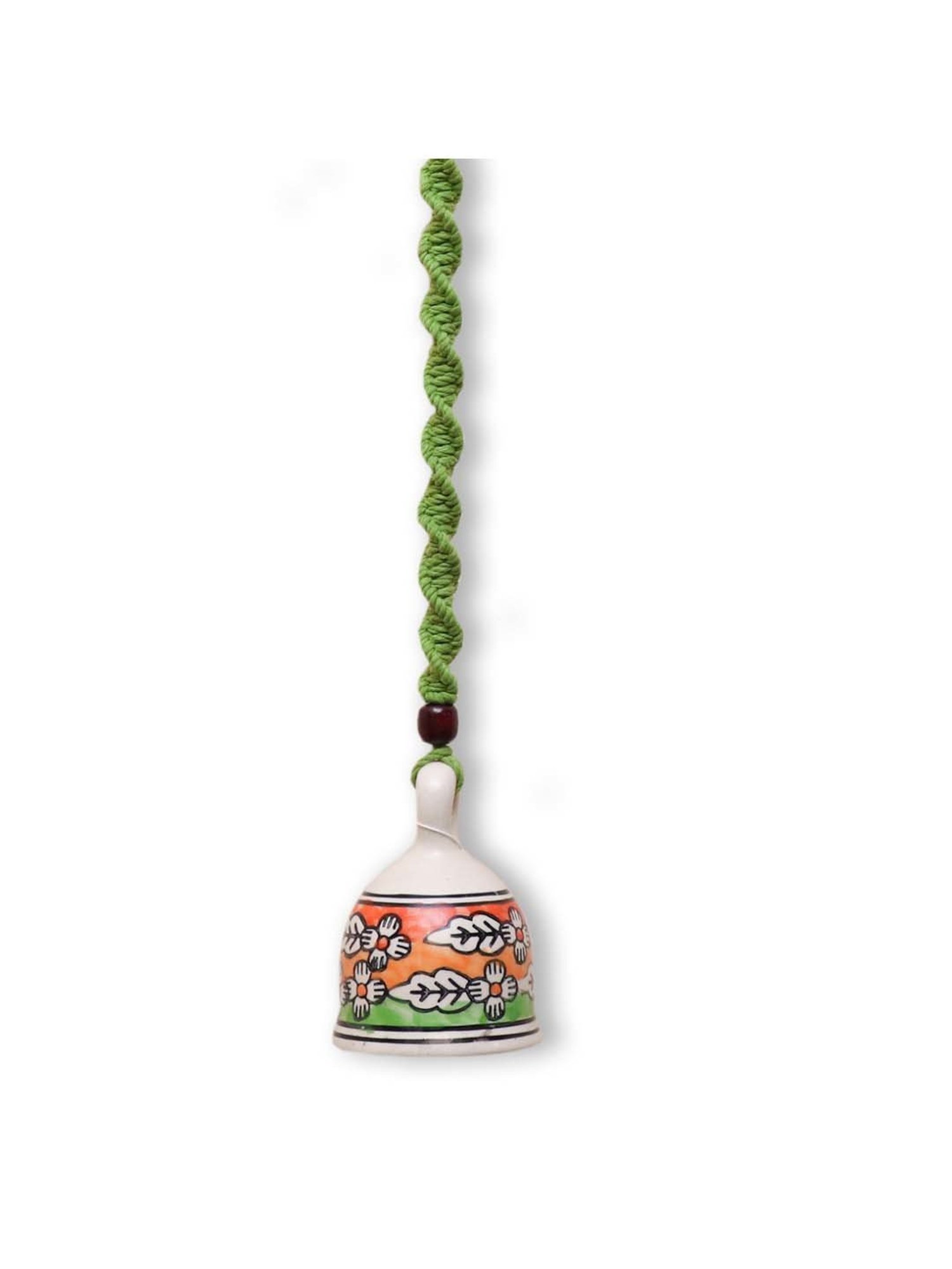 Gathari Green Ceramic Wall Hanging Macrame Bell
