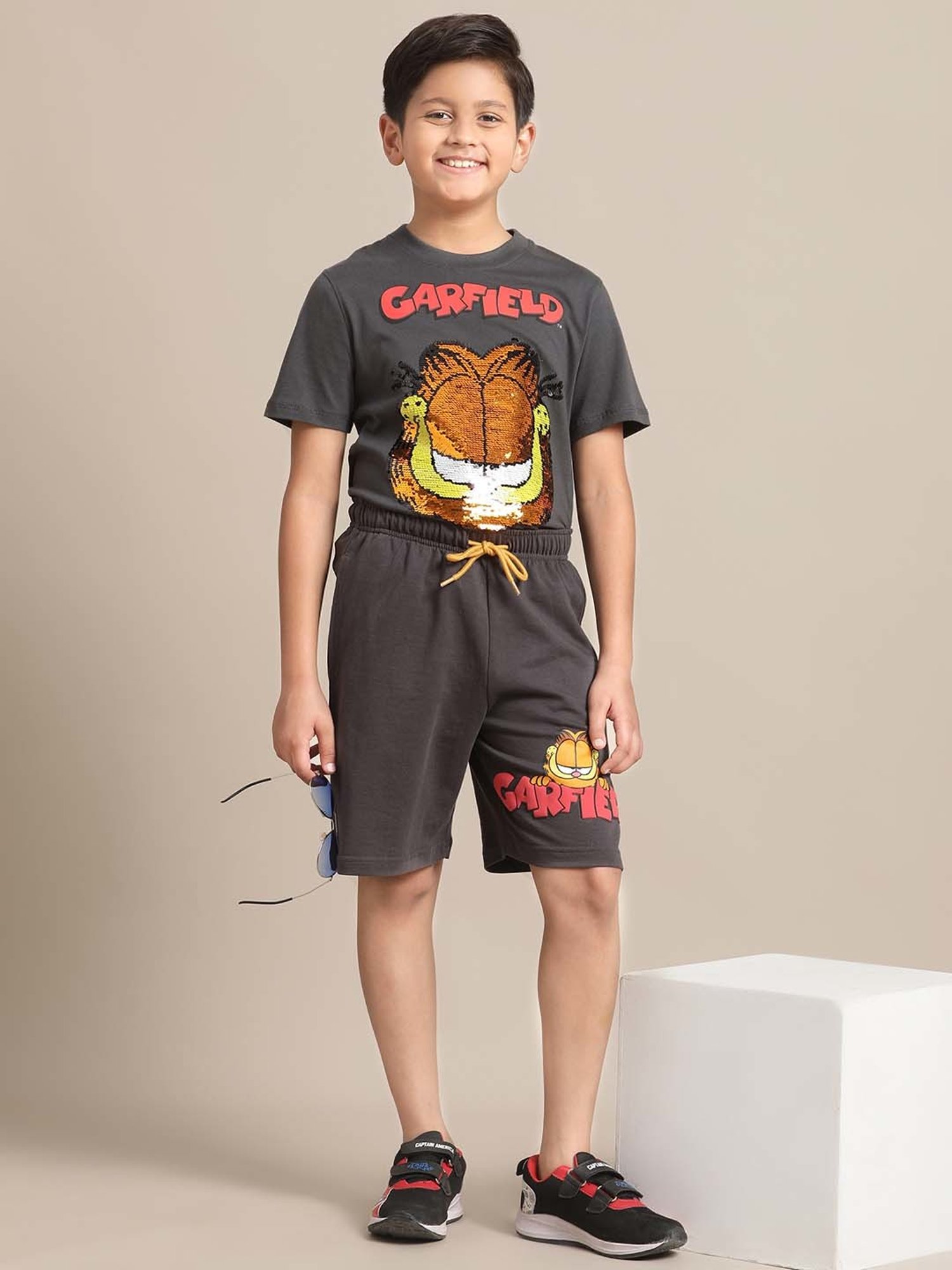 Kidsville Grey Cotton Printed Shorts