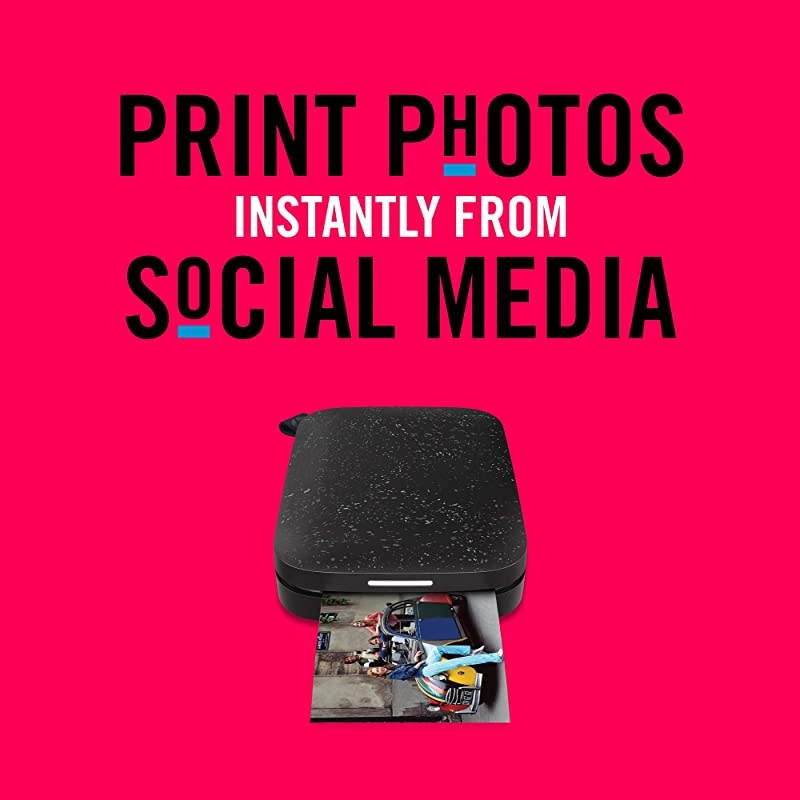 Sprocket Portable 2x3 Instant Photo Printer Black Noir Print Pictures on Zink StickyBacked Paper from your iOS Android Device