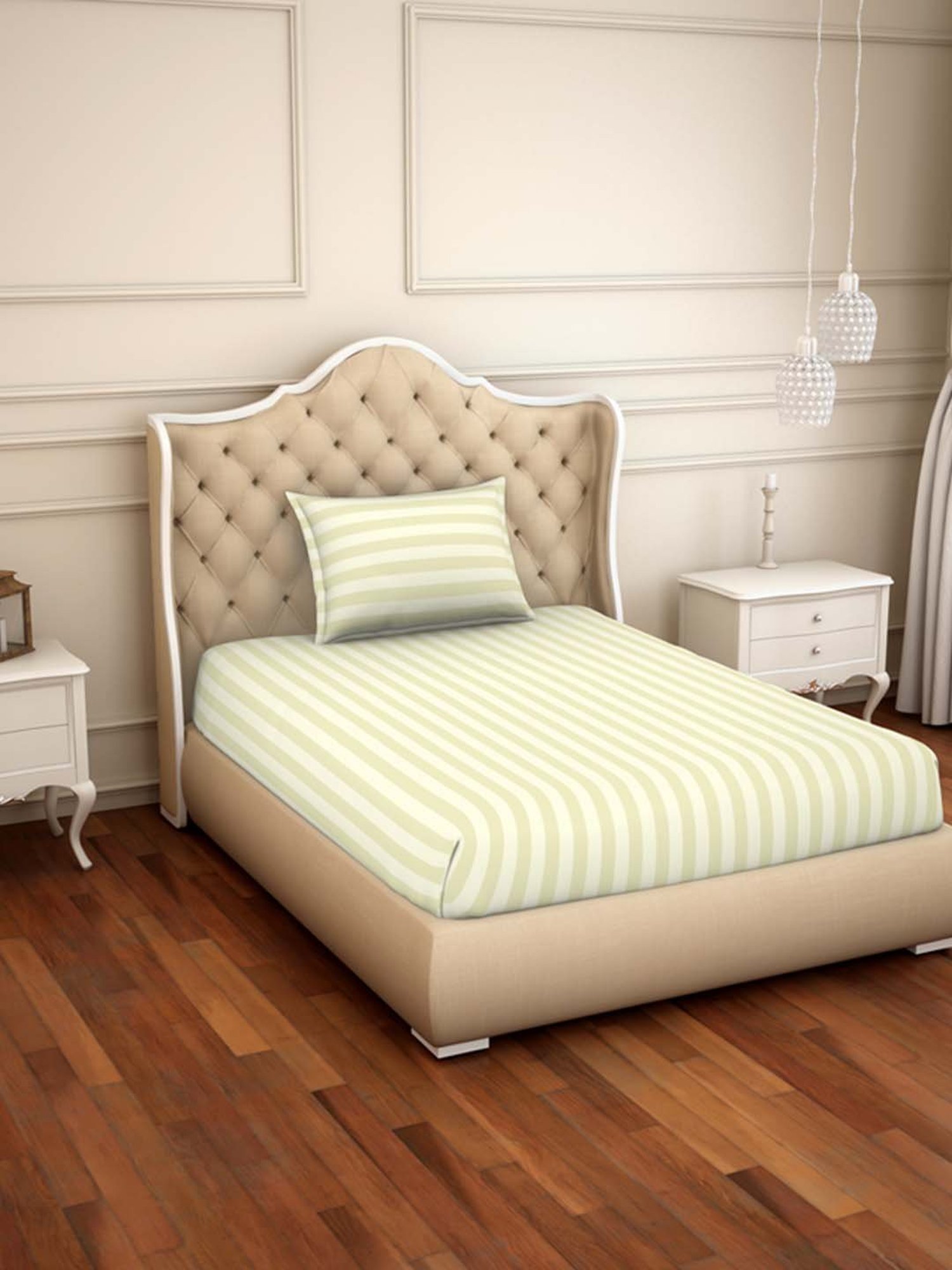 Spaces Sky Rise Ivory Cotton 210 TC Bed Sheet Set