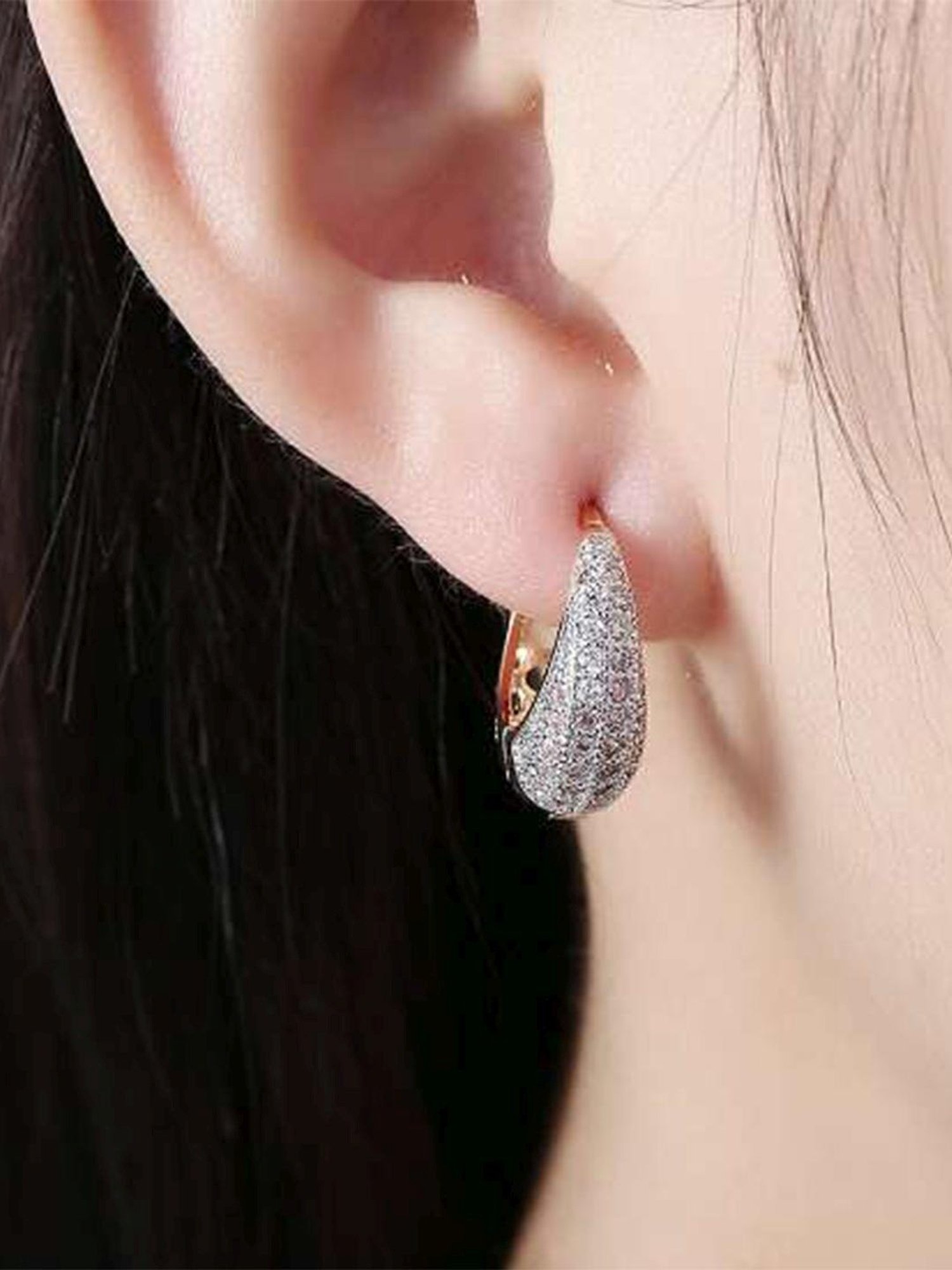 YouBella Crystal Gold-Plated White Stylish Hoop Earrings for Women